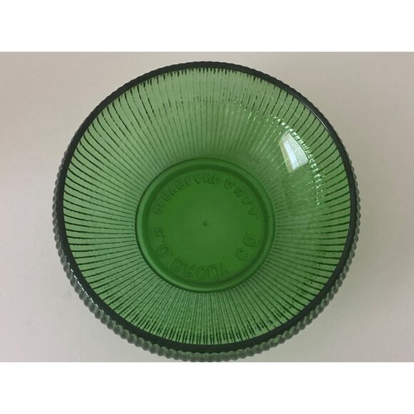 E O Brody Co Emerald Green Ribbed Cleveland OH USA Glass Bowl Vintage - Picture 2 of 6
